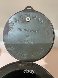 RARE Vintage Tin Colmans Mustard Barrel Shape King Shop Advertising