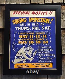RARE Vintage Wallace Shoelting Spring Inspection Sherlock Holmes 007 Sign Framed