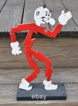 RARE Vintage Wood Reddy Kilowatt Man Electricity Folk Advertising Figurine SIGN
