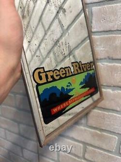 RARE Vintage c1929 Green River Soda Advertising Mirror Sign Edelweiss Chicago