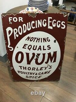RARE Vintage original Enamel Ovum Thorleys Sign