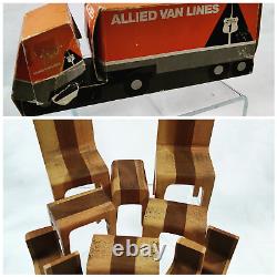 RARE Vtg ALLIED VAN LINES Paper Moving Truck & Wood Furniture Puzzle Promotional