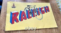 Raleigh Advertising Cycle Sign Original Metal Rare Bicycle Metal Vintage Enamel