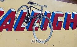 Raleigh Advertising Cycle Sign Original Metal Rare Bicycle Metal Vintage Enamel