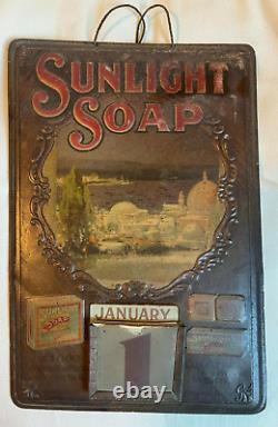 Rare 100% Genuine Vintage Sunlight Soap Embossed Metal Calendar