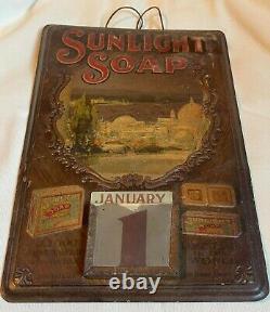 Rare 100% Genuine Vintage Sunlight Soap Embossed Metal Calendar