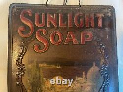 Rare 100% Genuine Vintage Sunlight Soap Embossed Metal Calendar