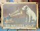 Rare 1930s Old Vintage His Master's Voice Gramophone Porcelain Enamel Sign Board