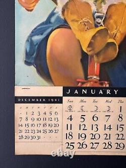 Rare 1942 Clicquot Club Ginger Ale Calendar, Vintage Advertising, Eskimo Mascot