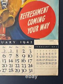 Rare 1942 Clicquot Club Ginger Ale Calendar, Vintage Advertising, Eskimo Mascot