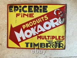 Rare Antique Enamel Sign French Advertising Sign Vintage Shop Sign 2 Sided