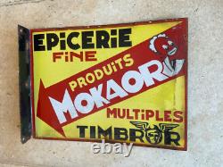 Rare Antique Enamel Sign French Advertising Sign Vintage Shop Sign 2 Sided