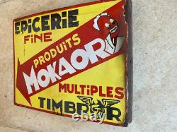 Rare Antique Enamel Sign French Advertising Sign Vintage Shop Sign 2 Sided