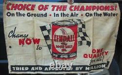 Rare Antique Vintage Kendell 2000 Mile Canvas Adverstment Sign Banner Plane Car