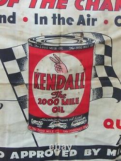 Rare Antique Vintage Kendell 2000 Mile Canvas Adverstment Sign Banner Plane Car