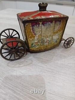 Rare Antique W&R Jacob & Co Coronation Carriage Biscuit Tin 1937 Vintage