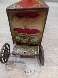 Rare Antique W&R Jacob & Co Coronation Carriage Biscuit Tin 1937 Vintage