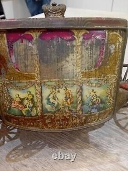 Rare Antique W&R Jacob & Co Coronation Carriage Biscuit Tin 1937 Vintage