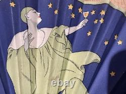 Rare Art Deco Advertising Fan Cognac Sorin France Drink Cocktail Bar Eventail