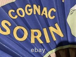 Rare Art Deco Advertising Fan Cognac Sorin France Drink Cocktail Bar Eventail