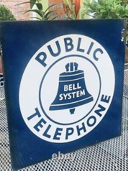 Rare Bell Telephone Company Vintage Advertising Sign Enamel Original