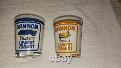 Rare! Dannon Lowfat Yogurt Vintage Advertising Drinking Glasses