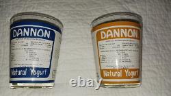 Rare! Dannon Lowfat Yogurt Vintage Advertising Drinking Glasses