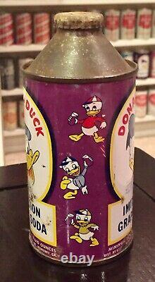 Rare Donald Duck Imitation Grape Cone Top Soda Can-Vintage 1952