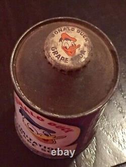 Rare Donald Duck Imitation Grape Cone Top Soda Can-Vintage 1952