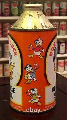 Rare Donald Duck Orange Cone Top Top Soda Can-Vintage 1952