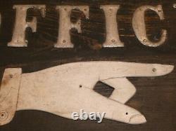 Rare Early Old Original'office' Pointing Finger Wood Trade Sign Vintage Antique