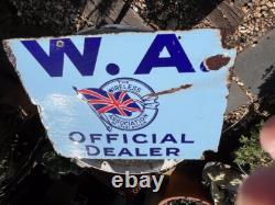 Rare Find Original vintage enamel shop sign'W. A The Wireless Association Dealer