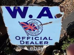 Rare Find Original vintage enamel shop sign'W. A The Wireless Association Dealer