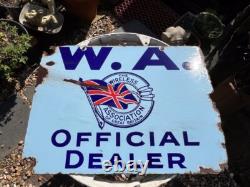 Rare Find Original vintage enamel shop sign'W. A The Wireless Association Dealer
