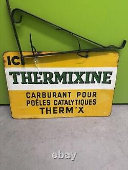 Rare French Vintage Double Sided ICI Thermixine Enamel Sign