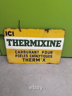 Rare French Vintage Double Sided ICI Thermixine Enamel Sign