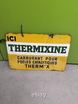 Rare French Vintage Double Sided ICI Thermixine Enamel Sign