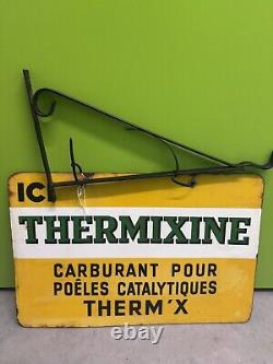 Rare French Vintage Double Sided ICI Thermixine Enamel Sign