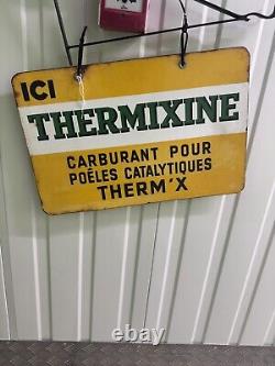 Rare French Vintage Double Sided ICI Thermixine Enamel Sign