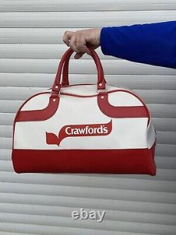 Rare Large 70s Vintage White CRAWFORDS Biscuits Advertising Holdall Weekend Bag