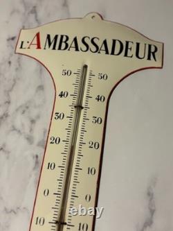 Rare Large French Vintage Enamel thermometer advertisment