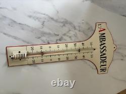 Rare Large French Vintage Enamel thermometer advertisment