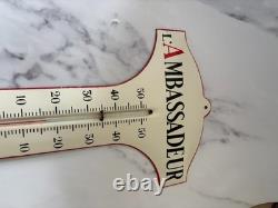 Rare Large French Vintage Enamel thermometer advertisment