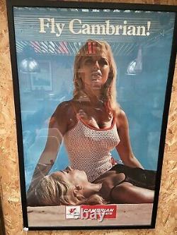 Rare Large Original Vintage 1960s Cambrian Airways Framed Poster 1968 Airline