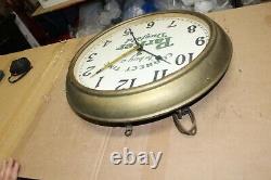 Rare Large Vintage 1930's Parker Duofold Fountain Pen 19 Metal Clock Sign WORKS