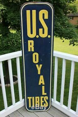 Rare Large Vintage 1947 U. S. Royal Tires Gas Station 61 Metal Sign