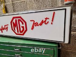 Rare MG Safety Fast Dealership Lightbox Automobilia Garage Vintage Advertising