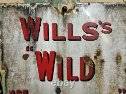 Rare MID Century Vintage Will's Wild Woodbine Cigarettes Large Enamel Sign Nice