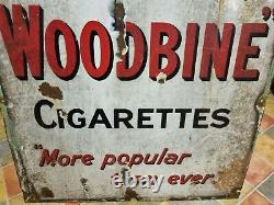 Rare MID Century Vintage Will's Wild Woodbine Cigarettes Large Enamel Sign Nice