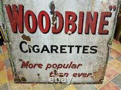 Rare MID Century Vintage Will's Wild Woodbine Cigarettes Large Enamel Sign Nice